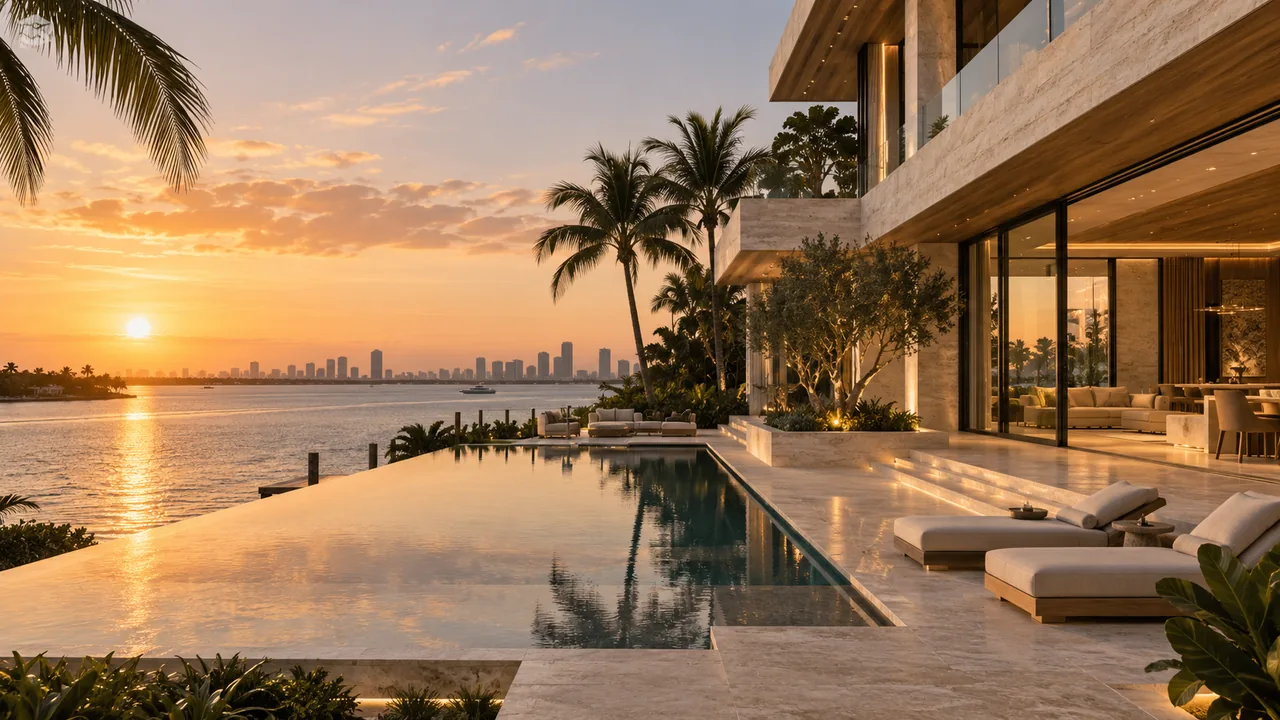 Waterfront sunset landscape